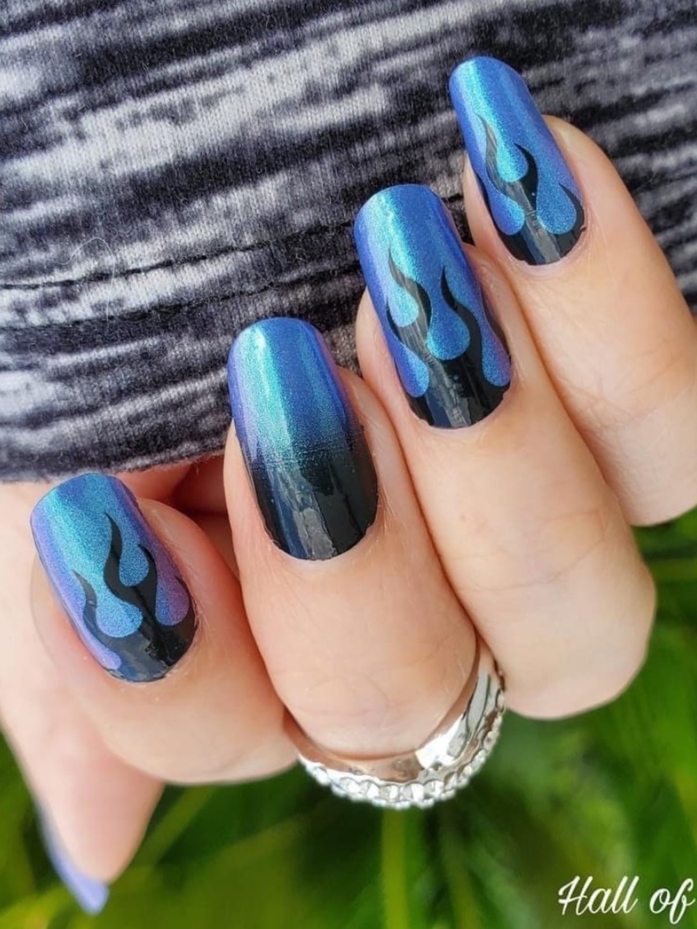 *Exclusive* Color Street: Hall of Flame | Blue Black Fire Shimmer Party Goth